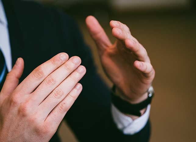 hands in discussion